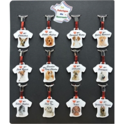 Porte clés métal forme Tee shirt décors J'aime mon chien 24/480