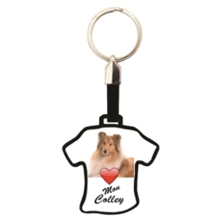 Porte clés métal forme Tee shirt décors J'aime mon chien 24/480