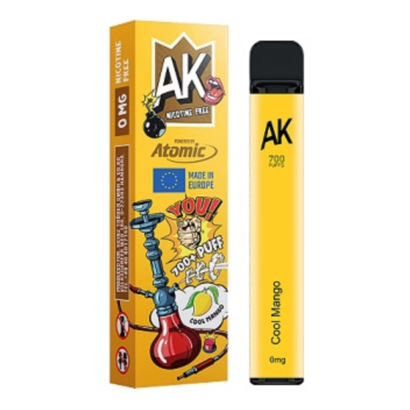 E-Shisha jetable zéro nicotine 700 bouffées parfum Mangue 10/600