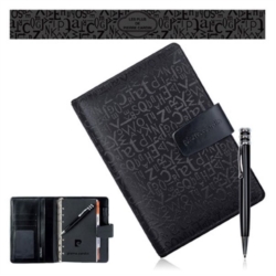 Organiseur + stylo Pierre Cardin cuir/tissu noir Hemingway*