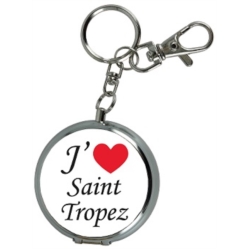 Cendrier de poche Porte-clés en métal + mousqueton décors St Tropez