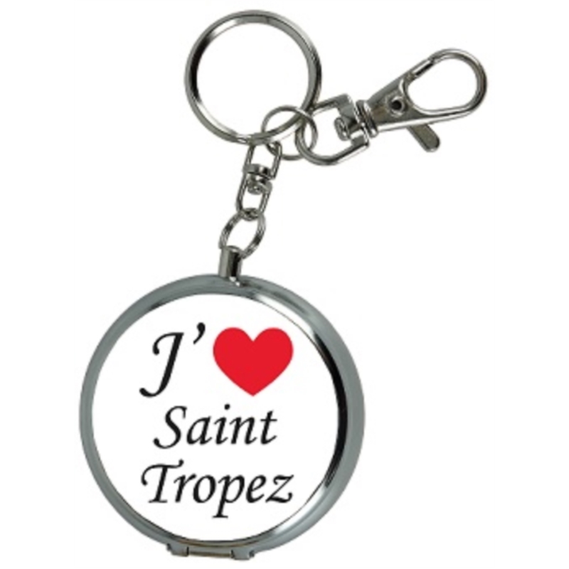 Cendrier de poche Porte-clés en métal + mousqueton décors St Tropez