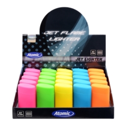 Briquet Atomic jet flamme gomme 5 coloris néons 25/500