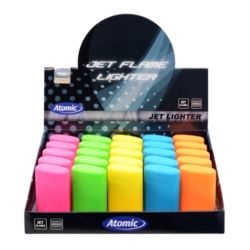 Briquet Atomic jet flamme gomme 5 coloris néons 25/500