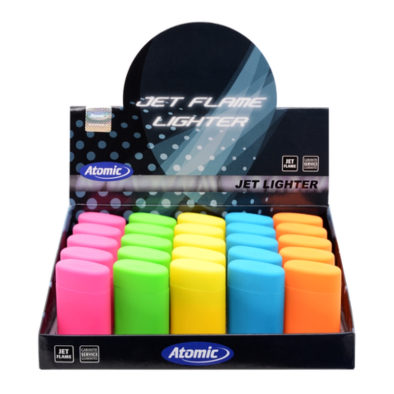 Briquet Atomic jet flamme gomme 5 coloris néons 25/500