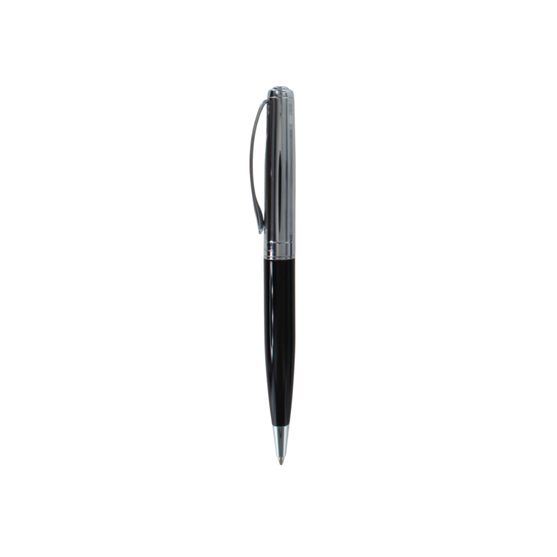 Stylo bille Pierre Cardin Santiago Noir/chromé rayé