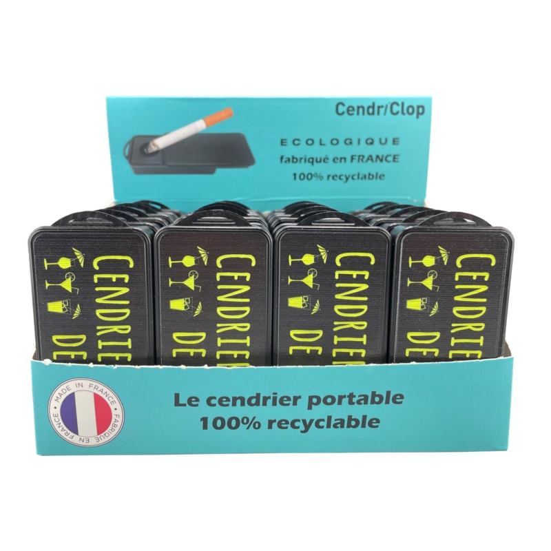  Cendriclop le cendrier portable 100% recyclable décors Plage Jaune Fluo