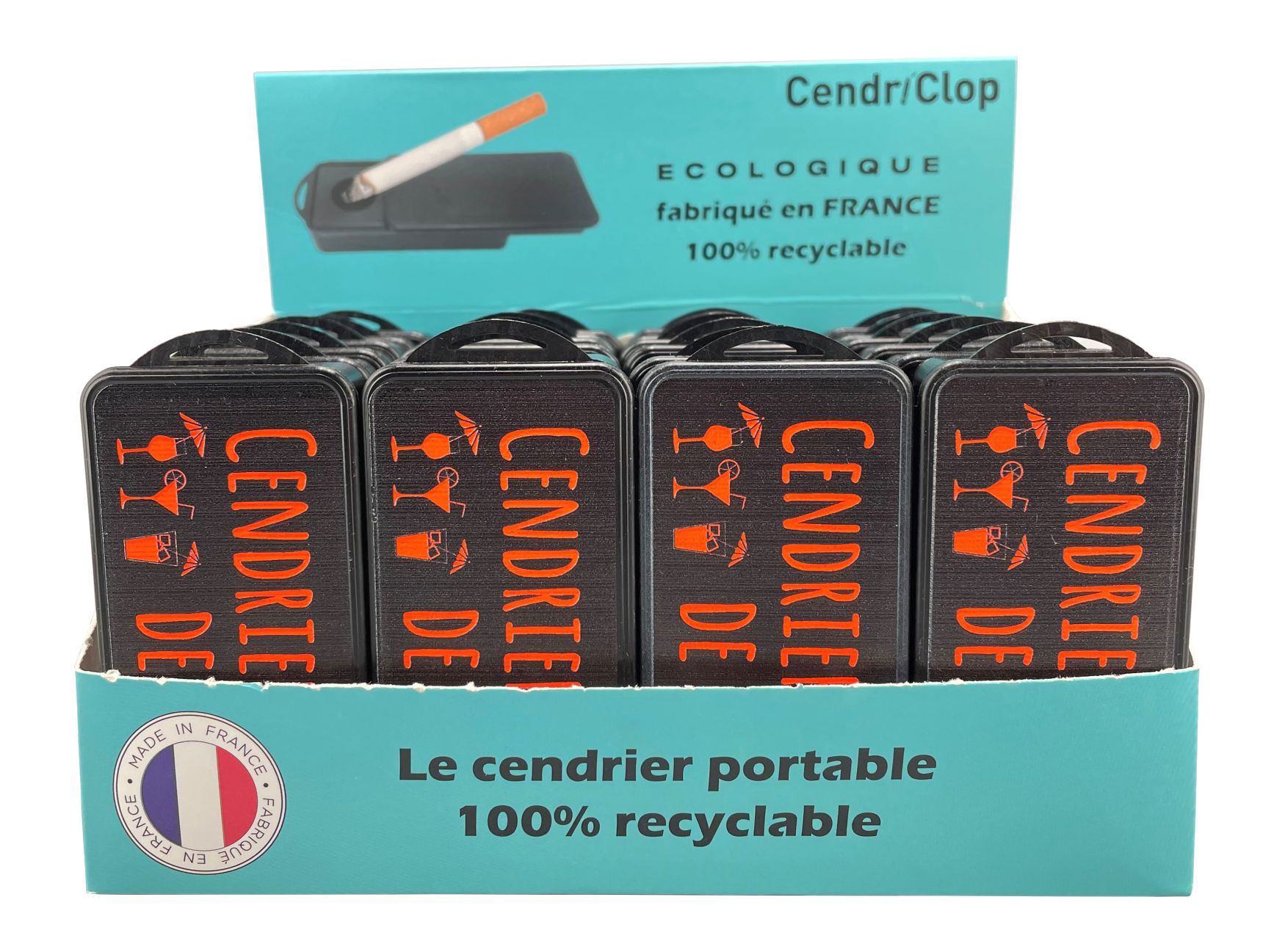 Cendriclop le cendrier portable 100% recyclable décors Plage Orange Fluo