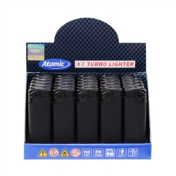 Briquet Atomic X1 turbo rubber coloris noir 25/1000