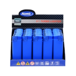 Briquet Atomic X1 turbo rubber coloris bleu 25/1000