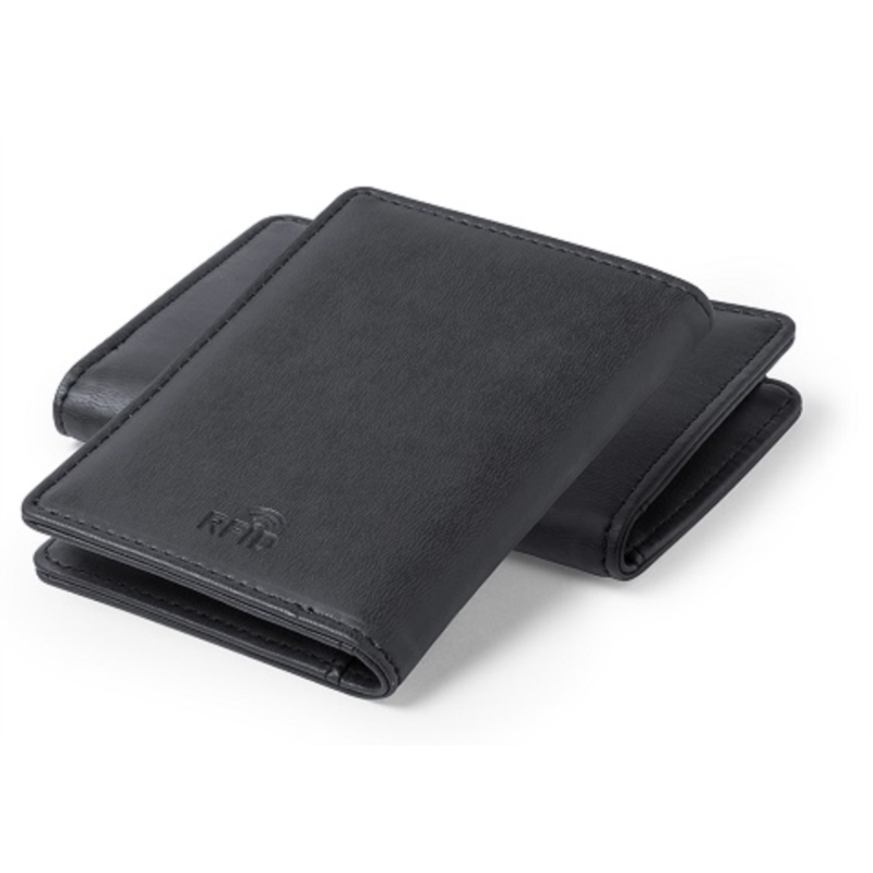 Porte cartes RFID 8 compartiments en simili cuir noir 8.2x11.7x1.5 cm