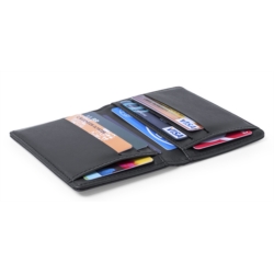 Porte cartes RFID 8 compartiments en simili cuir noir 8.2x11.7x1.5 cm