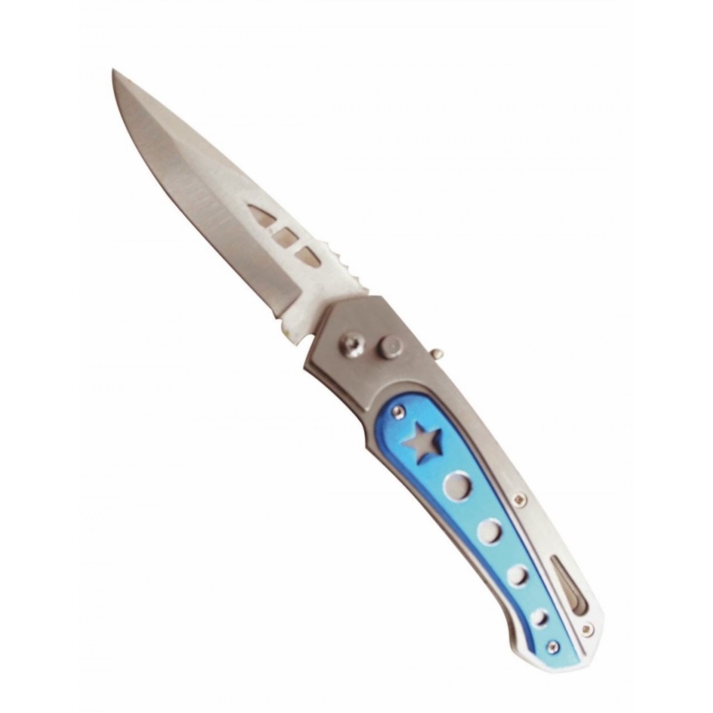 Couteau automatique lame 9 cm Star bleu