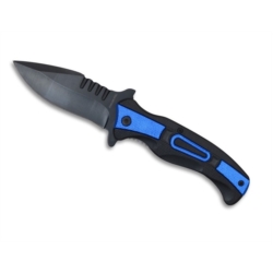 Couteau ouverture assistée lame 10 cm manche noir et bleu