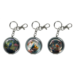 Cendrier de poche porte clés métal décor Oiseaux bulles 12/240