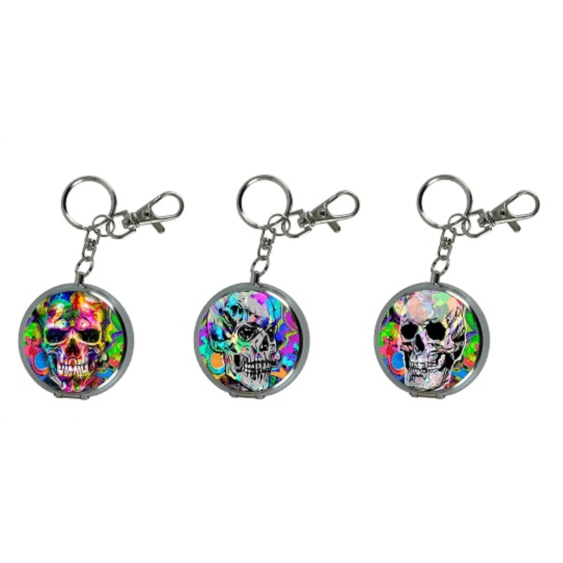 Cendrier de poche porte clés métal décor Skull néon 12/240