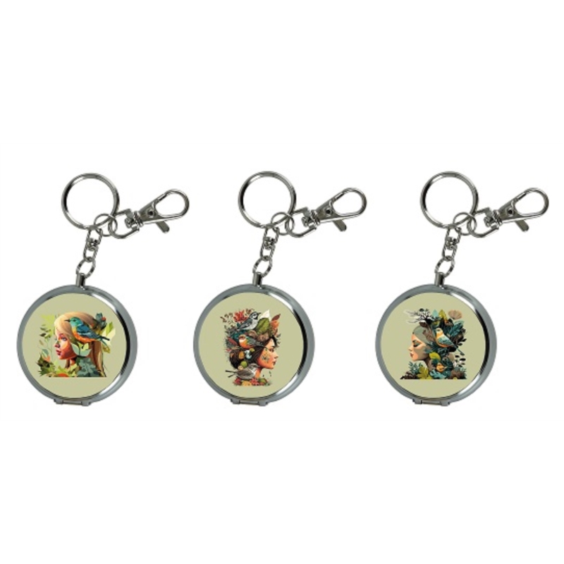 Cendrier de poche porte clés métal décor Femmes oiseaux 12/240