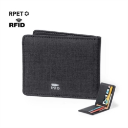 Porte-cartes portefeuille polyester RPET noir 11x8.6x1.3cm