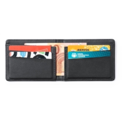 Porte-cartes portefeuille polyester RPET noir 11x8.6x1.3cm