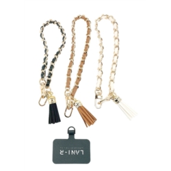 Bracelet LANI-R simili cuir/chainette dorée 3 col  pour smartphone