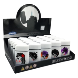 Briquet Atomic jet flamme gomme Scuba blanc décors Girls Fashion /25