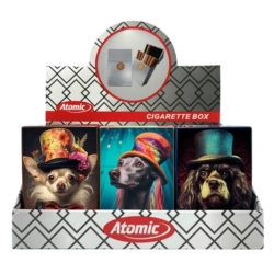 Boite étui paquet 20 cig 85mm plastique décors Chiens 12/240