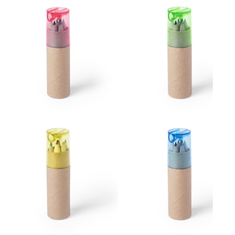 Set 7 pièces en étui carton 6 crayons bois et taille crayon