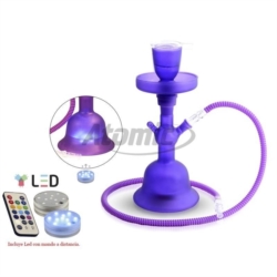 NARGUILE 35 CM 1 TUBE EN VERRE VIOLET BASE ECLAIRANTE LED 1/6