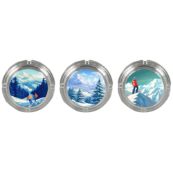 Cendrier en verre transparent Ø 10.5 cm décors Montagne