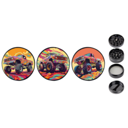 Broyeur à tabac en métal noir 50mm 4 parts décors Monster truck 6/120