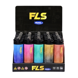Briquet pierre FLS jetable décor 2 tons métallisé 25/1000