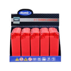 Briquet Atomic X1 turbo rubber coloris rouge 25/1000