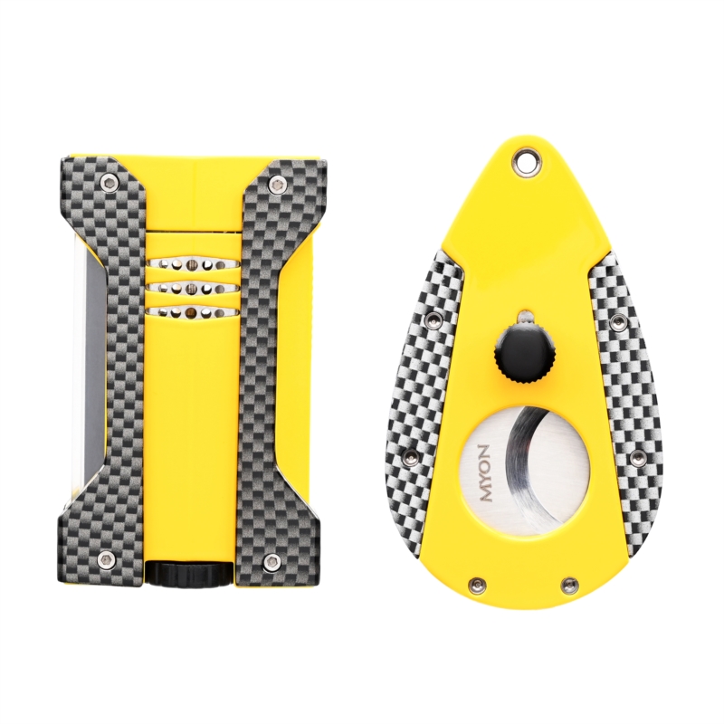 Set Briquet Myon jet flamme + coupe cigare Teddy jaune 5/50