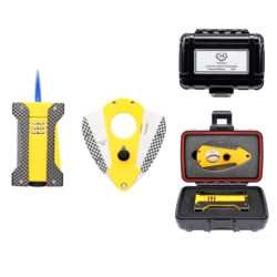 Set Briquet Myon jet flamme + coupe cigare Teddy jaune 5/50