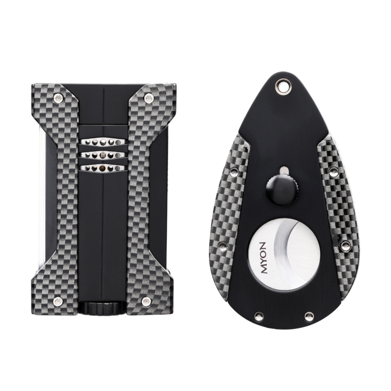 Set Briquet Myon jet flamme + coupe cigare Teddy noir 5/50