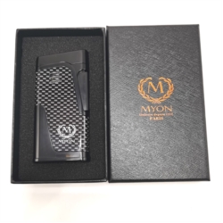 Briquet perce cigare Myon double jet flamme carbone Chamonix 10/100