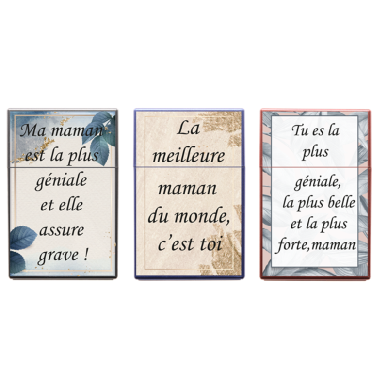 Boite paquet 20 cigarettes plastique décors Maman