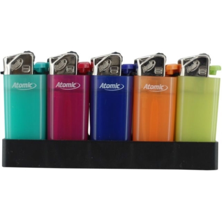 BRIQUET ATOMIC PIERRE JETABLE MINI 5 COLORIS GIVRES ASSORTIS 50/1000