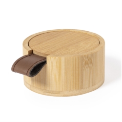 Coffret à bijoux en bambou 4 compart. couvercle miroir Ø7.9 cm 1/50
