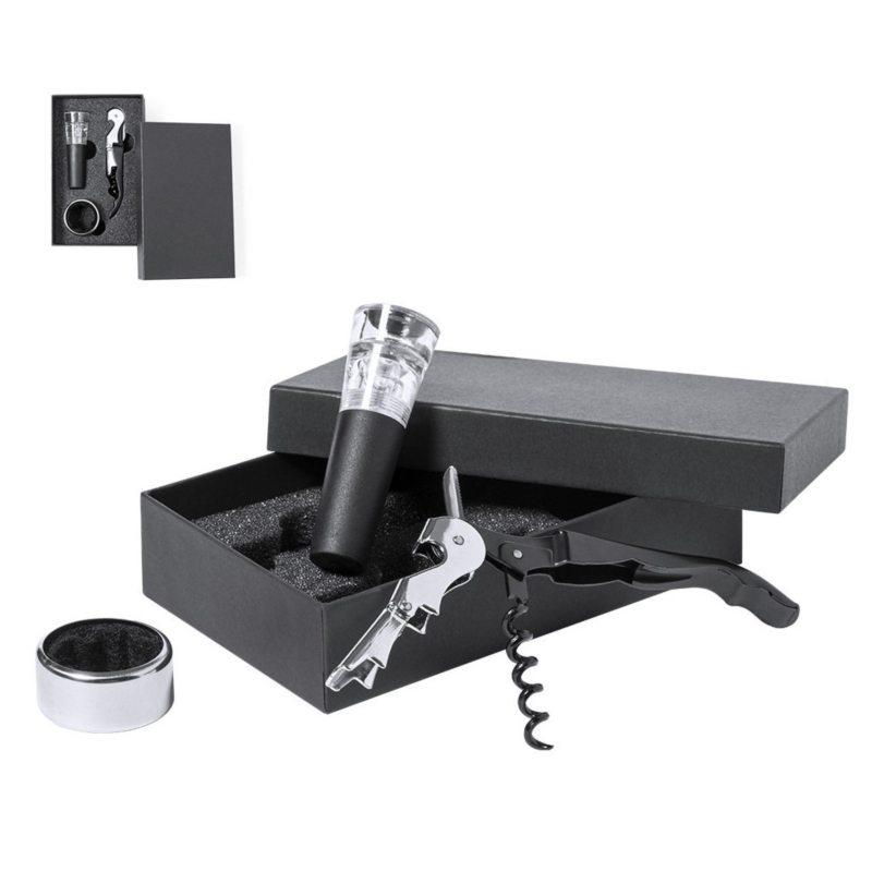 Set à Vin finition noire 3 accessoires acier inoxydable 1/50