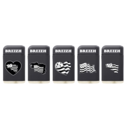 Briquet jetflamme gomme Scuba noir décors Breizh