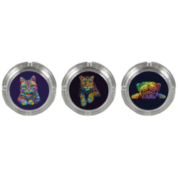 Cendrier en verre transparent diam 10.5 décors Animaux /6