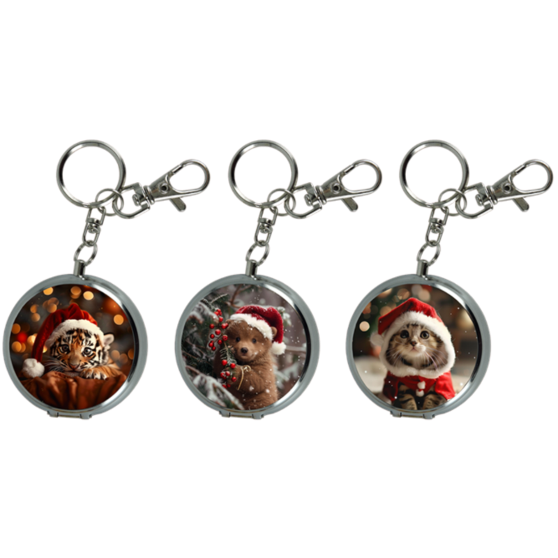 Cendrier de poche porte clés métal décor Animaux Noel 12/240
