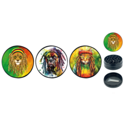 Broyeur à tabac en métal noir 50mm 3 parts décors Rasta 6/120