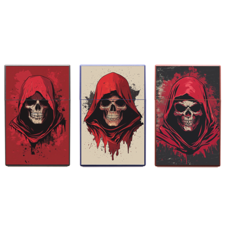 Boite étui paquet 20 cig 85mm plastique décors Skull 12/240