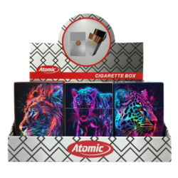 Boite étui paquet 20 cig 85mm plastique décor Félins laser 12/240