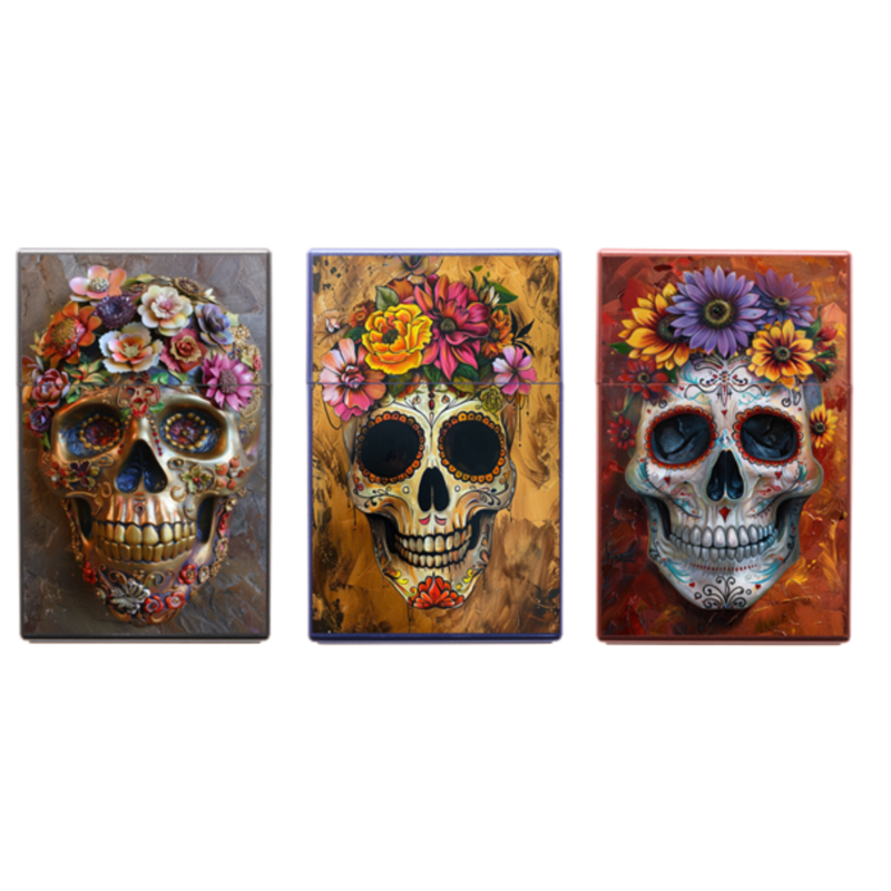 Boite étui paquet 20 cig 85mm plastique décors Catrina 12/240