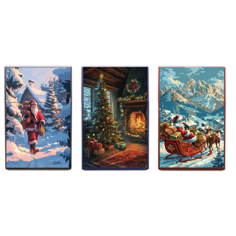 Boite étui paquet 20 cig 85mm plastique décors Noel 12/240