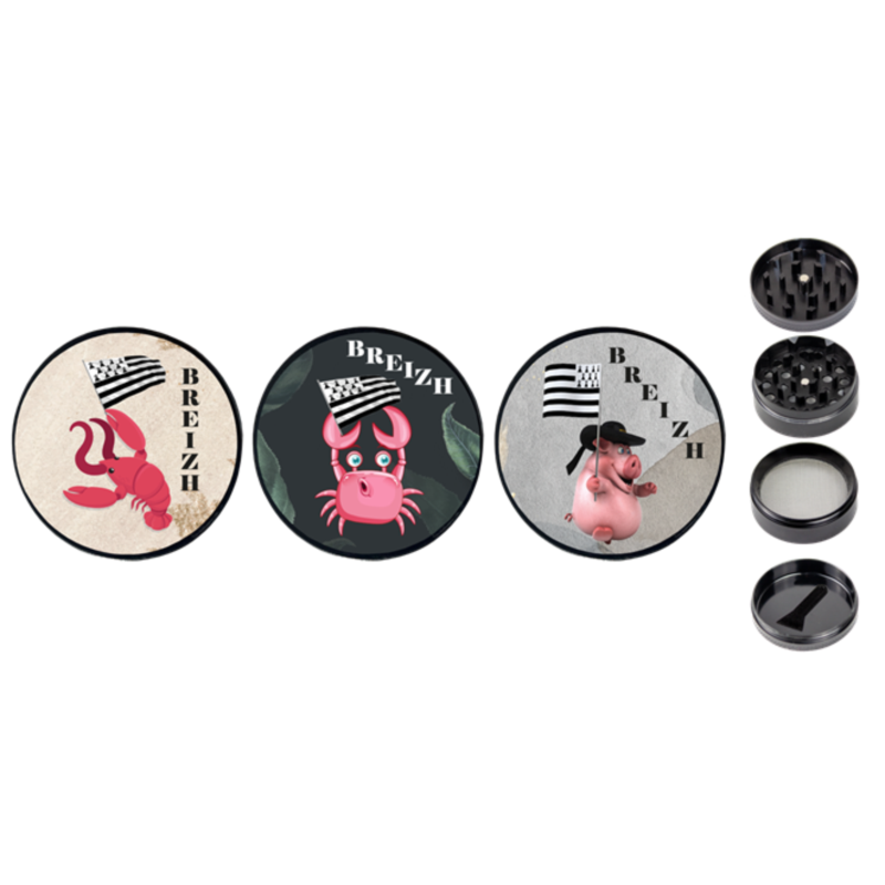 Broyeur à tabac métal noir 50 mm 4 parts Bretagne