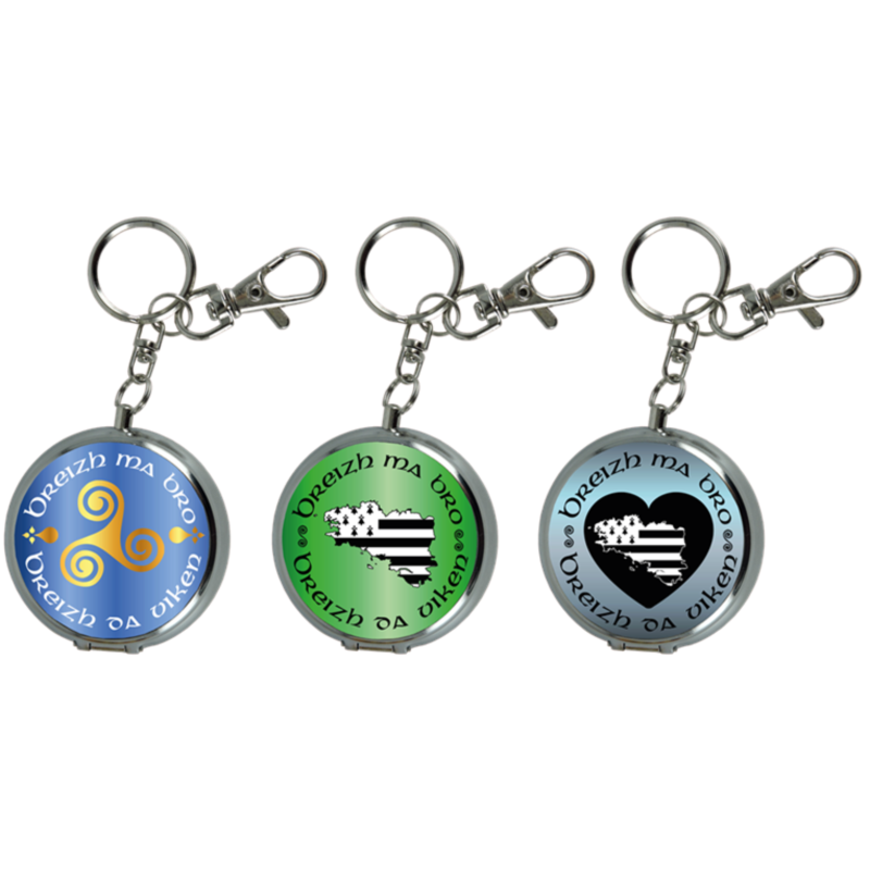 Cendrier de poche porte-clés + mousqueton décors Breizh 